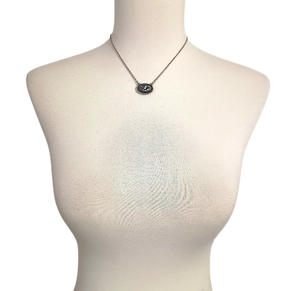 Sarah Coventry Abalone Necklace Vintage 70s Antiqued‎ Silver Tone Sea Treasure